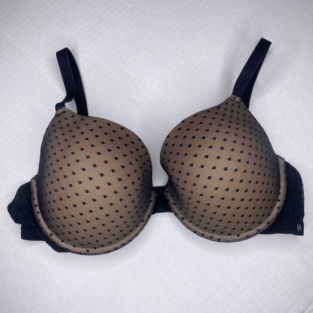 Scandale Paris Black Tan Lace Overlay Bra 40D Underwire Lined Style SCA14-2259